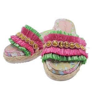 Betsey Johnson Embellished Platform Slide Sandals Size 7.5